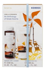 Korres Gel Douche Nettoyant Corporel Vanille Cannelle 250 ml + Lait Corps Adoucissant Vanille Cannelle 200 ml 