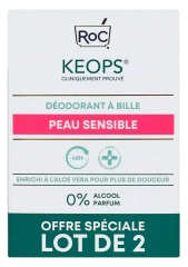RoC Keops Sensitive D&eacute;odorant &agrave; Bille Peaux Sensibles 48H 2 x 30 ml