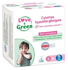 Love & Green Culottes Hypoallerg&eacute;niques Taille 5 (12-18 kg) 29 Unit&eacute;s