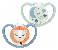 Nuk 2 Sucettes Space Nuit 0-6M Mouton/Ciel