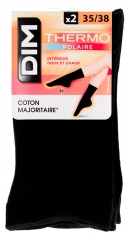 DIM Chaussettes Thermo Polaire Noires 2 Unit&eacute;s