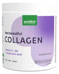 Purasana Feel Beautiful Poudre de Collag&egrave;ne Avec Acide Hyaluronique - M&ucirc;re 240 g