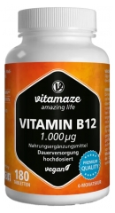 Vitamaze Vitamine B12 1000 &micro;g &agrave; Haute Dose V&eacute;g&eacute;talien 180 Comprim&eacute;s
