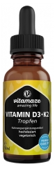 Vitamaze Vitamine D3 1000 Ui + K2 Gouttes &agrave; Haute Dose V&eacute;g&eacute;tarien 1700 Gouttes