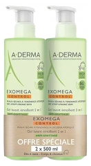 A-Derma Exomega Control Gel Lavant &Eacute;mollient 2En1 Corps et Cheveux Flacons Pompe 2 x 500 ml