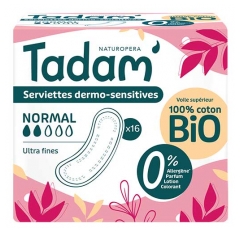 Tadam' Serviettes Dermo-Sensitives Ultra Fines Normal 16 Unit&eacute;s