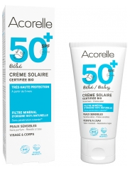 Acorelle B&eacute;b&eacute; Cr&egrave;me Solaire Tr&egrave;s Haute Protection SPF50+ Bio 50 ml