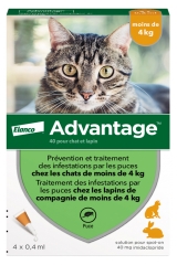 Advantage Chat &ndash; Anti-Puces Pour Chats &ndash; Moins de 4 kg - 4 Pipettes