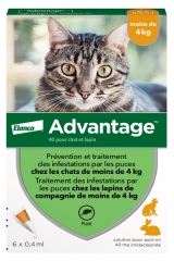 Advantage Chat &ndash; Anti-Puces Pour Chats &ndash; Moins de 4 kg - 6 Pipettes