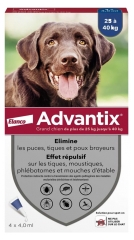 Advantix Grand Chien &ndash; Anti-Puces et Anti-Tiques &ndash; 25-40Kg &ndash; 4 Pipettes