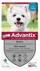 Advantix Petit Chien &ndash; Anti-Puces et Anti-Tiques &ndash; 4-10Kg &ndash; 6 Pipettes