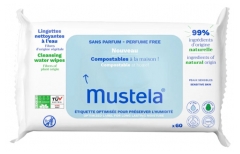 Mustela Lingettes Nettoyantes&nbsp;Compostables Non Parfum&eacute;es x60