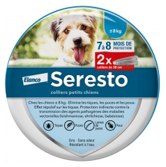 Seresto Chien &ndash; Collier Anti-Puces et Anti-Tiques Pour Petits Chiens - Moins de 8 kg - 2 Colliers