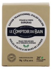 Le Comptoir du Bain Savon d'Alep Surgras Solide Peaux Tr&egrave;s S&egrave;ches 190 g
