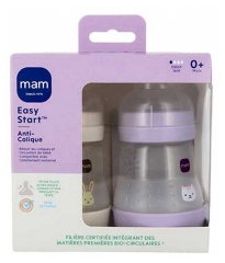 MAM 2 Biberons Easy Start 160 ml 0 Mois et + D&eacute;bit 1 Lent