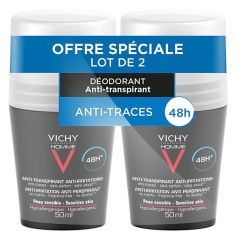 Vichy D&eacute;odorant Homme Bille Peaux Sensibles 50 ml X2