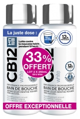 Cb12 Bain de Bouche White &ndash; Sans Alcool - Aide &agrave; Blanchir Les Dents - Protection Scientifiquement Prouv&eacute;e Contre la Mauvaise Haleine Pendant 16 Heures &ndash; Combat la Cause de la Mauvaise Haleine &ndash; Fra&icirc;cheur Longue Dur&eacute;e &ndash; Menthe Douce - 250 ml - Lot de 2