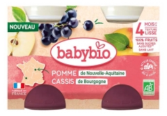 Babybio Cassis Pomme 4 Mois et + Bio 2 Pots de 130 g