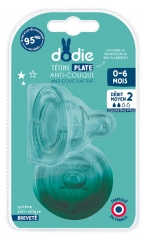 Dodie T&eacute;tine Sensation+ Plate - Col Large - 0-6 Mois - Silicone D&eacute;bit 2 - Lot de 2