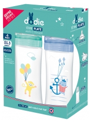 Dodie Coffretx2 Biberons Sensation+ 330 ml Fushia Cygnes +6 Mois T&eacute;tine Plate D&eacute;bit 3