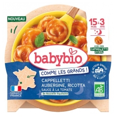 Babybio Cappelletti Ricotta Aubergine Sauce &agrave; la Tomate 15 Mois &agrave; 3 Ans Bio 190 g