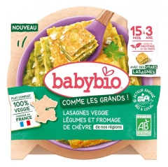 Babybio Lasagnes Veggie Fromage de Ch&egrave;vre et L&eacute;gumes 15 Mois &agrave; 3 Ans Bio 200 g