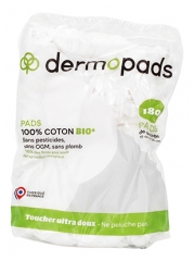 Dermopads Pads Rectangles de Coton Bio 180 Unit&eacute;s