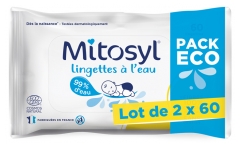 Mitosyl Lingettes &agrave; L'eau - 2 Sachets de 60