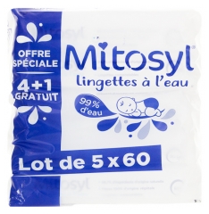 Mitosyl Lingettes &agrave; l'Eau Lot de 5 x 60 Lingettes dont 60 Offertes