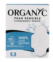 Organyc Serviettes Hygi&eacute;niques Flux Normal Bio 10 Unit&eacute;s