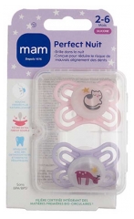 MAM Sucette Perfect Nuit - 2-6 Mois - Silicone - X2
