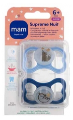 MAM Sucette Supr&ecirc;me Nuit - 6+ Mois - Silicone - X2