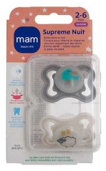 MAM Sucette Supr&ecirc;me Nuit - 2-6 Mois - Silicone - X2