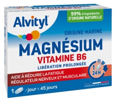 Alvityl Magn&eacute;sium + Vitamine B6 - Lib&eacute;ration Prolong&eacute;e - Origine Marine - 99% d'Origine Naturelle - Aide &agrave; R&eacute;duire la Fatigue - Fabriqu&eacute; en France - 45 Jours - D&egrave;s 12 Ans