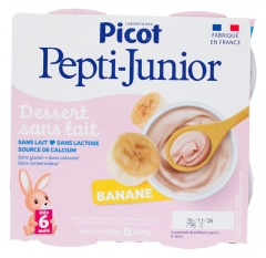 Picot Pepti-Junior Dessert Sans Lait Banane D&egrave;s 6 Mois 4 Pots de 100 g