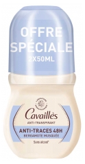 Cavaill&egrave;s Anti-Traces 48H Anti-Transpirant Roll-On Lot de 2 x 50 ml