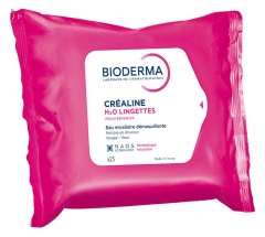Bioderma Cr&eacute;aline H2O Lingettes Eau Micellaire Nettoyante 25 Unit&eacute;s