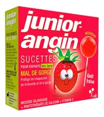 Sucettes Mal de Gorge Junior Fraise 8 Unit&eacute;s