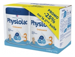 Lait de Croissance Physiolac 3 pour Enfants de 12 &agrave; 36 Mois Lot de 2 x 800 g