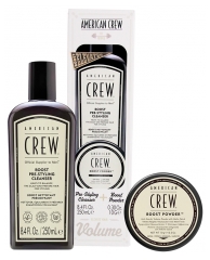 American Crew Shampoing Boost Pr&eacute;coiffant Nettoyant Pr&eacute;coiffant 250 ml + Boost Powder Effet Mat Tenue L&eacute;g&egrave;re Effet Mat 10 g