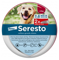 Seresto Chien &ndash; Collier Anti-Puces et Anti-Tiques Pour Grands Chiens - 8 kg et Plus - 2 Colliers