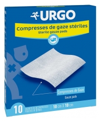 Urgo Compresses de Gaze St&eacute;riles 10 cm X 10 cm 10 Sachets de 2 Compresses