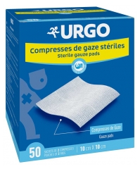 Urgo Compresses de Gaze St&eacute;riles 10 cm X 10 cm 50 Sachets de 2 Compresses