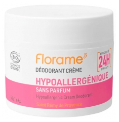 Florame D&eacute;odorant Cr&egrave;me 24H Hypoallerg&eacute;nique Bio 50 Grammes