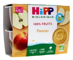 Pur&eacute;e de Fruits Bio Pommes HiPP pour B&eacute;b&eacute; d&egrave;s 4/6 Mois - Lot de 4 Pots