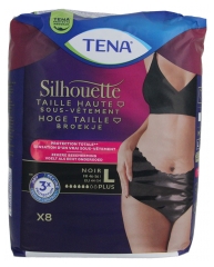 Tena Silhouette Sous-V&ecirc;tement Taille Haute Noir Plus Culottes 8 Unit&eacute;s