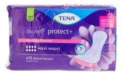 Tena Discreet Protect+ Maxi Night Serviettes Absorbantes Nuit 12 Unit&eacute;s