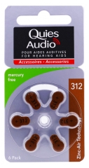 Quies Audio 6 Piles Zinc Air Technology pour Aides Auditives (312)
