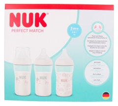 NUK Perfect Match 3 Biberons 260 ml D&egrave;s 3 Mois