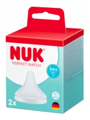 NUK Perfect Match 2 T&eacute;tines Silicone Per&ccedil;age M Anti Colique D&egrave;s 3 Mois